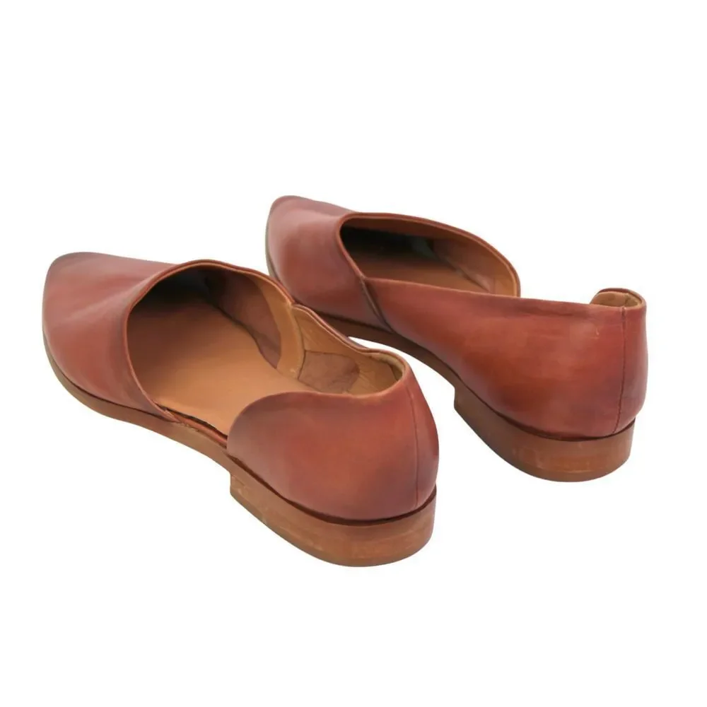 Vintage Foundry Co BROWN GENUINE LEATHER FLAT POINTED SLIP ON BALLET SHOES Sz 10 - Picture 4 of 9
